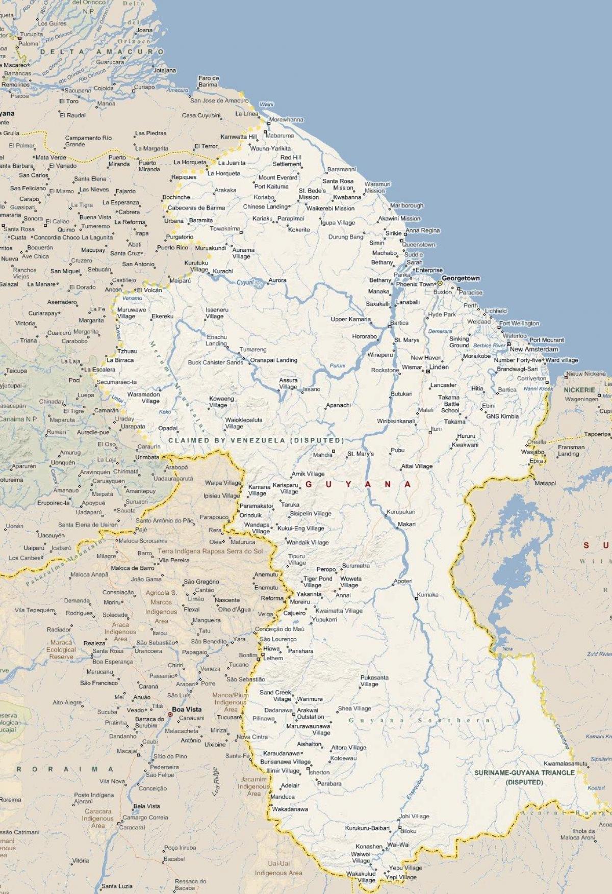 zemljevid Gvajana cesti