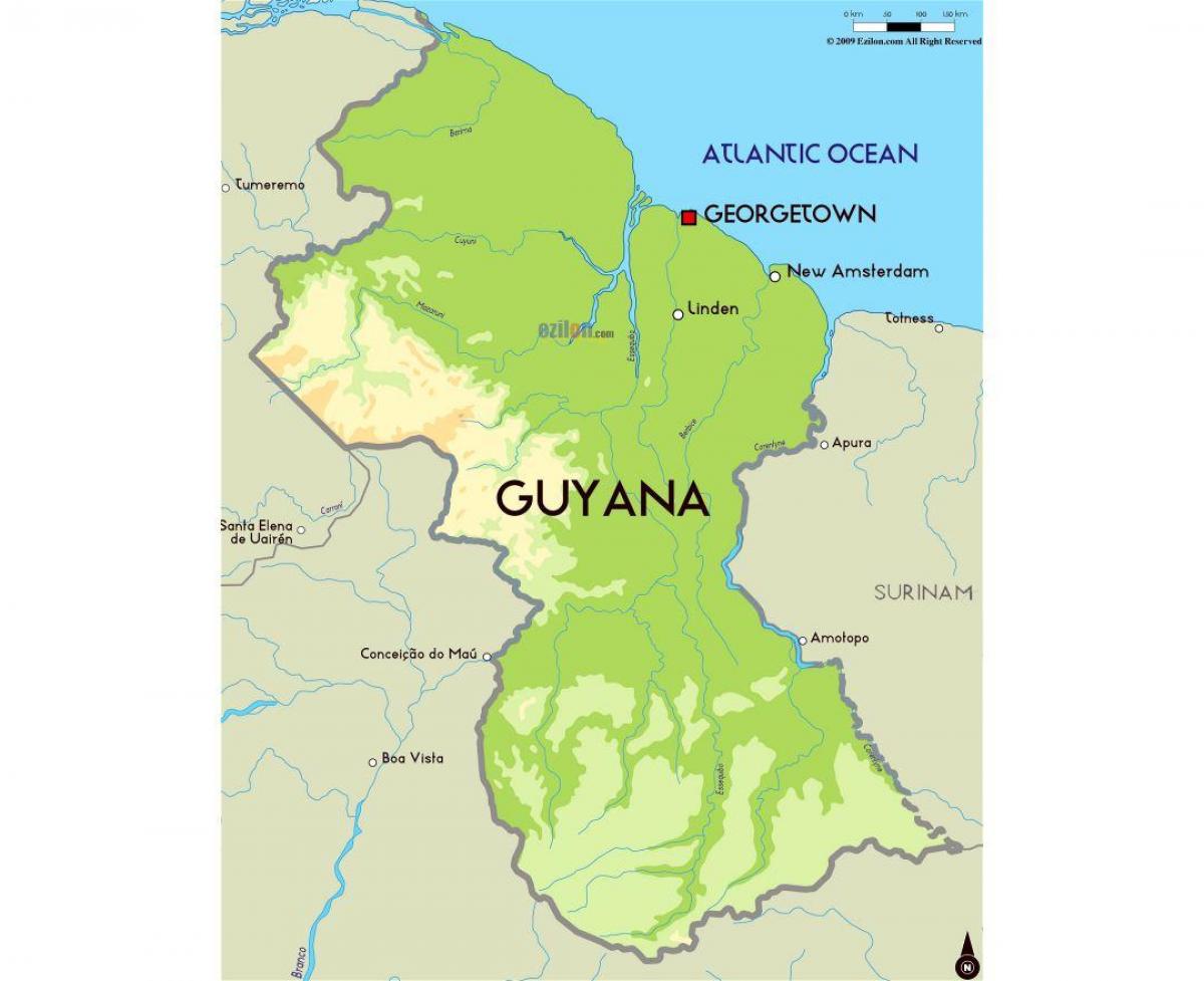 zemljevid Gvajana