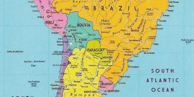 Zemljevid Gvajana južni ameriki 