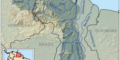 Gvajana rek zemljevid
