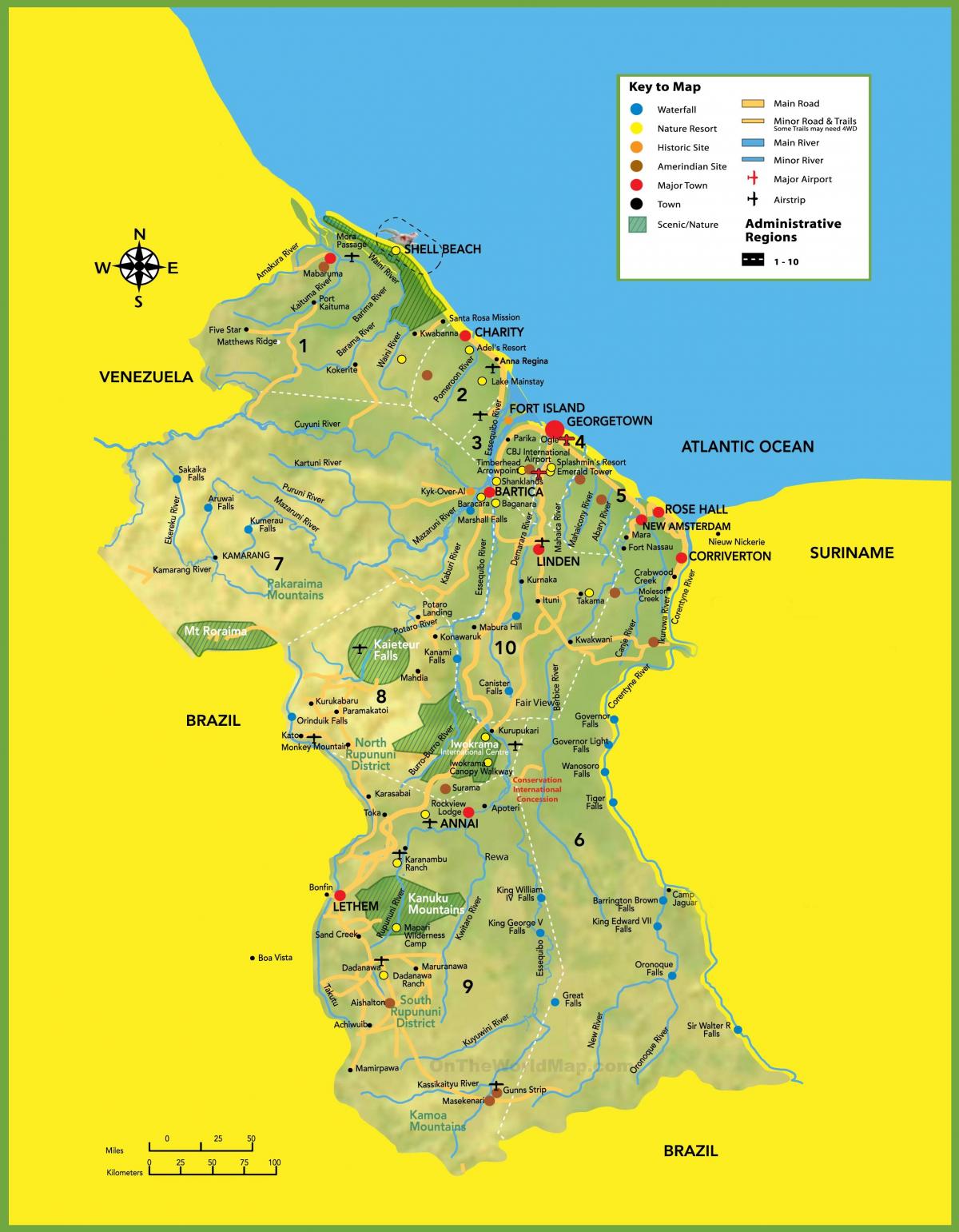 zemljevid slika Gvajana