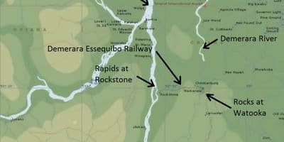 Zemljevid essequibo obali Gvajana