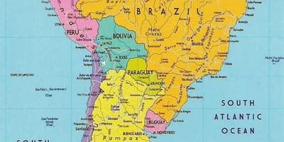 Zemljevid Gvajana južni ameriki 